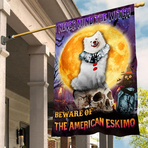 American Eskimo Halloween House Flag