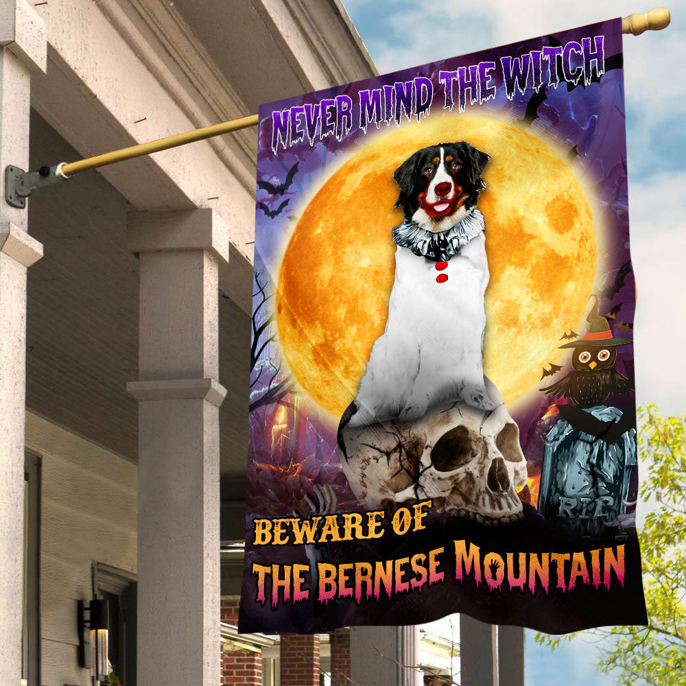 Bernese Mountain Dog Halloween House Flag