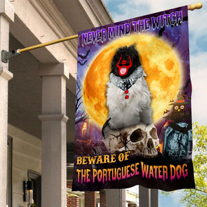 Portuguese Water Dog Halloween House Flag