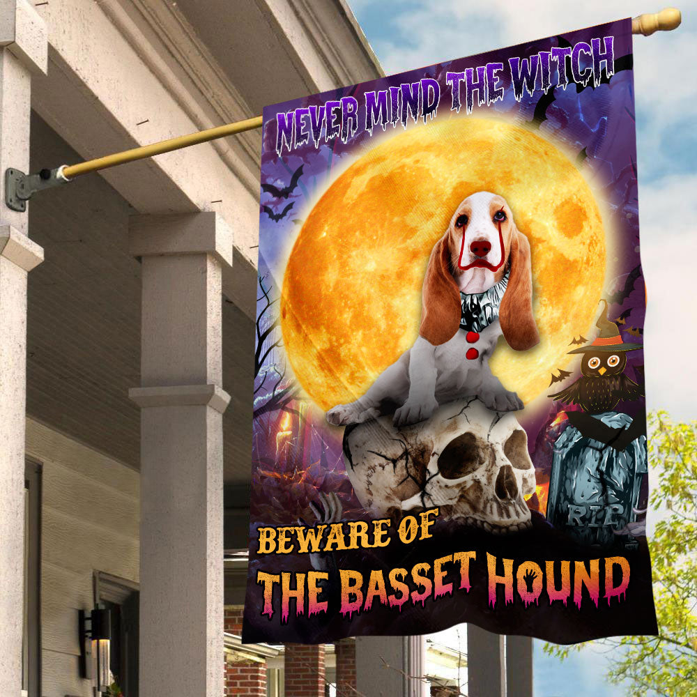 Basset Hound Halloween House Flag
