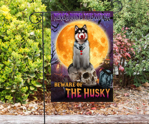 Husky Halloween House Flag