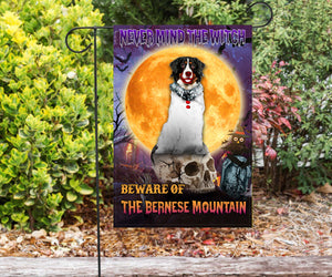 Bernese Mountain Dog Halloween House Flag