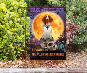 Welsh Springer Spaniel Halloween House Flag