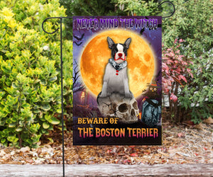 Boston Terrier Halloween House Flag