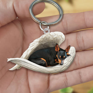 Miniature Pinscher Sleeping Angel Acrylic Keychain
