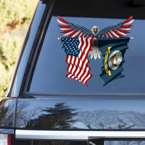 Navy Flag and United States Flag Car Sticker