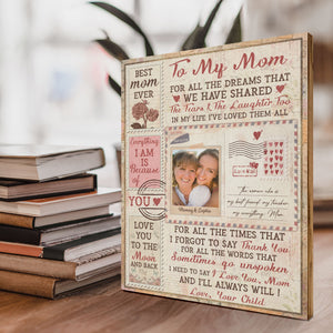 (Photo Inserted) I Love You Mom - Personalized Photo Printed Wooden Plaque