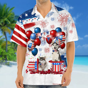 Siberian Husky Independence Day Hawaiian Shirt
