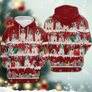 St Bernard - Snow Christmas - 3D Hoodie