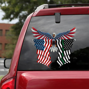 Thin Green Line Flags and Flag of the United Flag Car Sticker