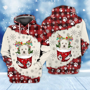 West Highland White Terrier In Snow Pocket Merry Christmas Unisex Hoodie
