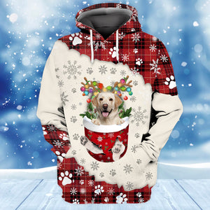 YELLOW Labrador In Snow Pocket Merry Christmas Unisex Hoodie