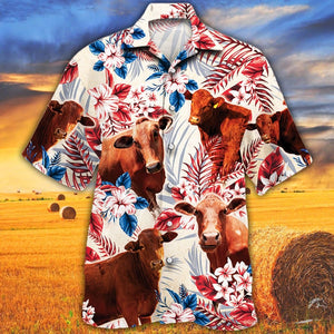 Beefmaster Cattle Texas Flag Hawaiian Shirt