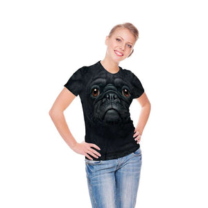 Black Pug Face T-Shirt- Adult&Kids Unisex T-Shirt