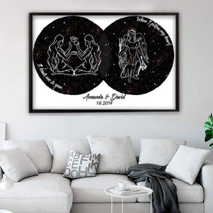 Zodiac Couple Star Signs Custom Poster Gift For Couple