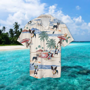 Boston Terrier Summer Beach Hawaiian Shirt