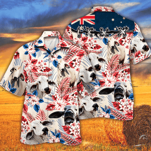 Brahman Cattle Australian Flag Hawaiian Shirt