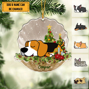 Personalized Dog Sleeping Pearl in Christmas Ornament