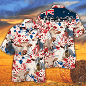 Charolais Cattle Australian Flag Hawaiian Shirt
