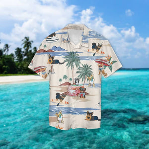 Chihuahua Longhair Summer Beach Hawaiian Shirt