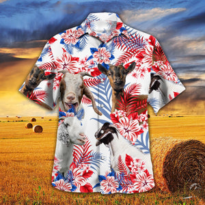 Goat In American Flag Patterns Hawaiian Shirt