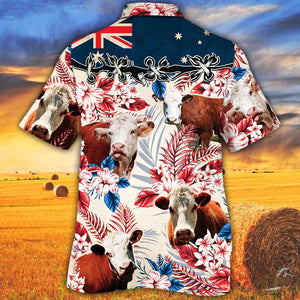 Hereford Cattle Australian Flag Hawaiian Shirt