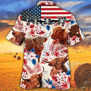Highland In American Flag Patterns Hawaiian Shirt