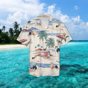 Husky Summer Beach Hawaiian Shirt