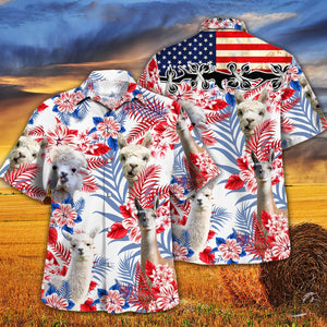 Llama American Flag Hawaiian Shirt