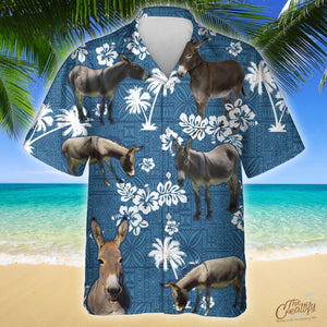 Mule Blue Tribal Pattern Hawaiian Shirt