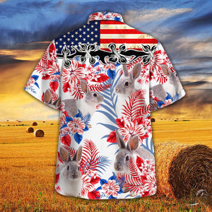 Rabbit American Flag Hawaiian Shirt