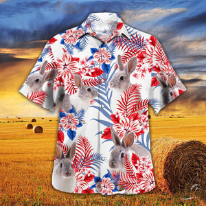 Rabbit American Flag Hawaiian Shirt