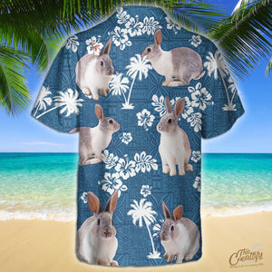 Rabbit Blue Tribal Pattern Hawaiian Shirt