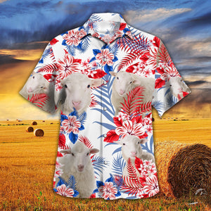 Sheep In American Flag Patterns Hawaiian Shirt